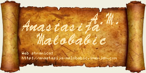 Anastasija Malobabić vizit kartica